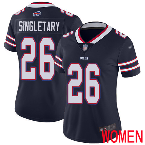 Women Buffalo Bills #26 Devin Singletary Limited Navy Blue Inverted Legend NFL Jersey